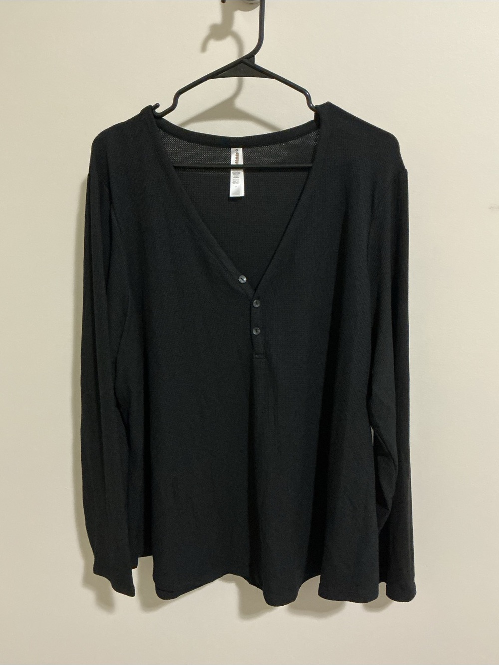 Athleta Black Long-Sleeve V-Neck Henley